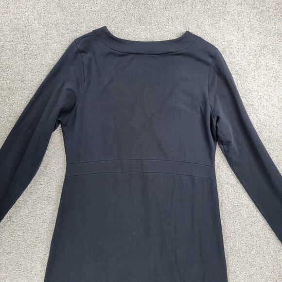 Athleta Senorita Dress Womens L Black Long Sleeve V-neck Stretch Casual Cotton - Picture 3 of 11